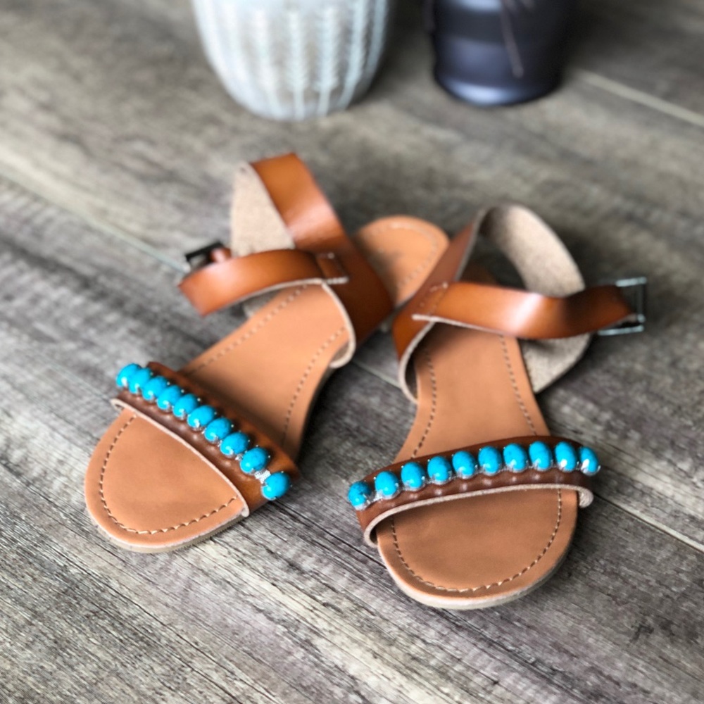 Turquoise beaded sandals